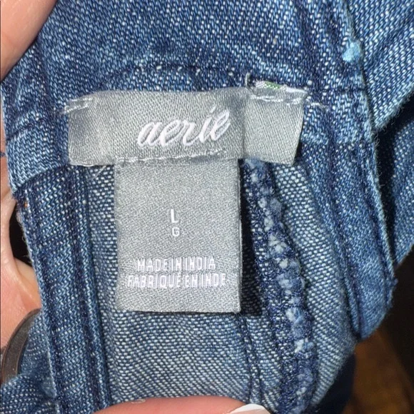 Aerie Denim Floral Romper Overall | 100% Cotton | Women’s L - Picture 9 of 11